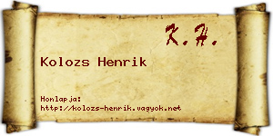 Kolozs Henrik névjegykártya